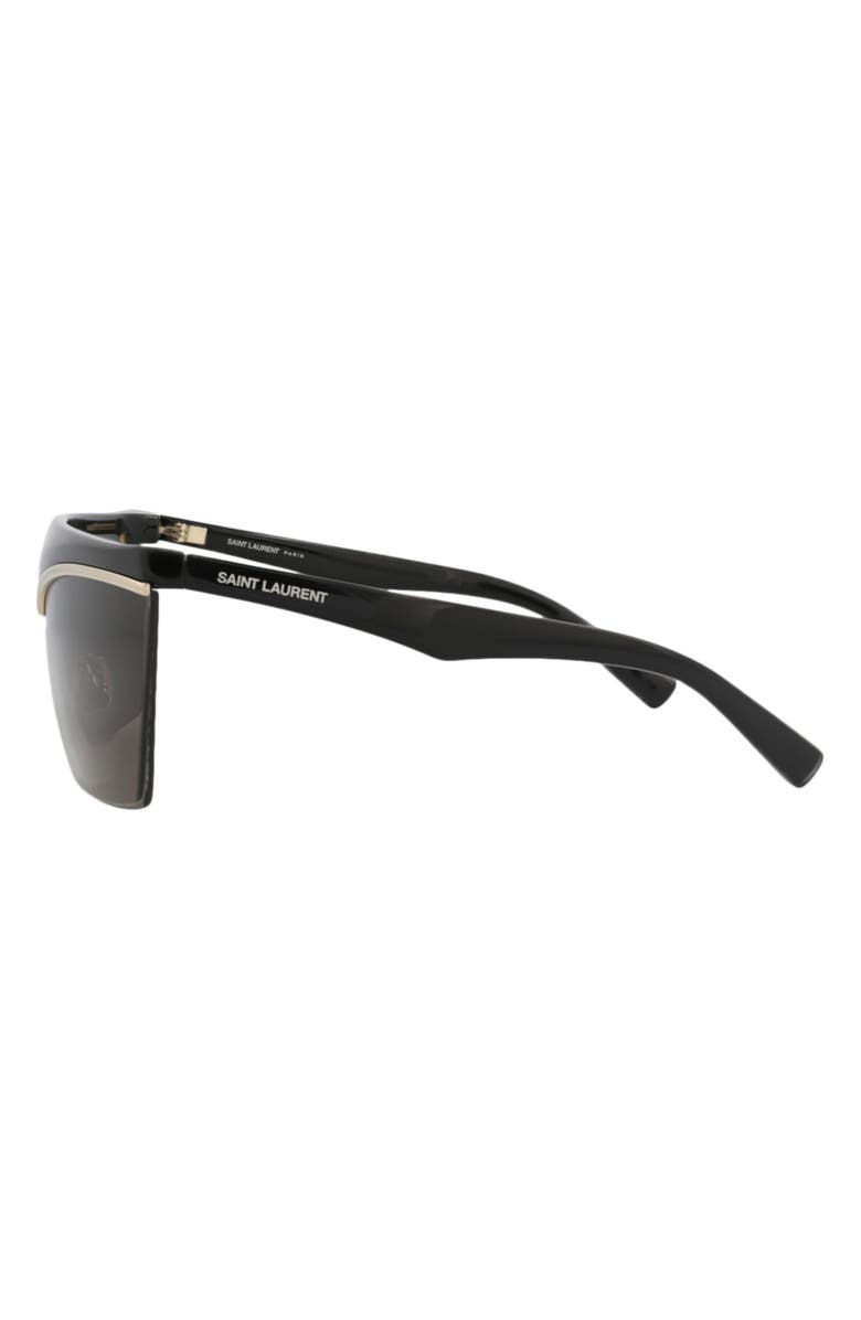 Saint Laurent 99mm Novelty Shield Sunglasses, Alternate, color, Black Black Black