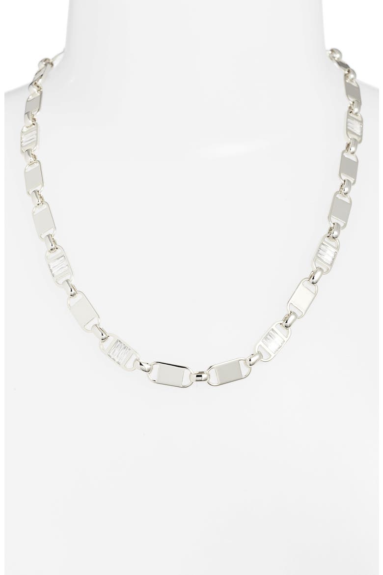 Jessie Crystal Chain Necklace, Alternate, color, RHODIUM