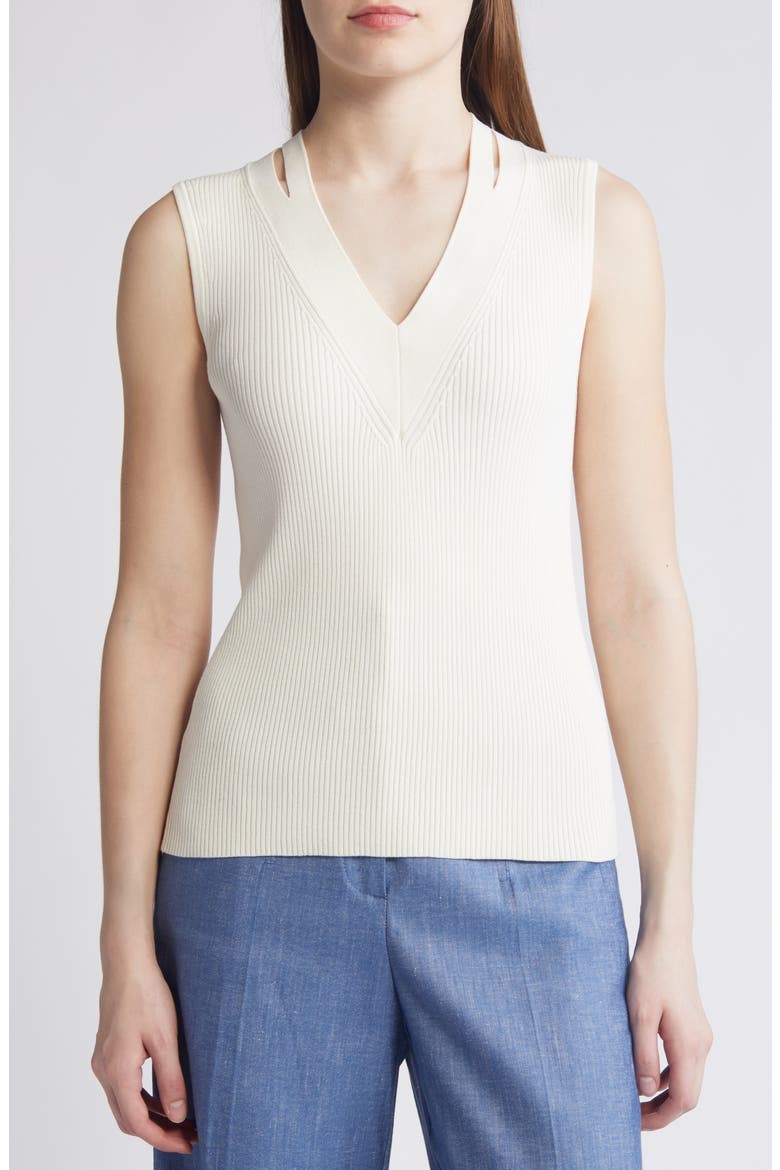 Fality Cutout Sleeveless Sweater, Main, color, OPEN WHT
