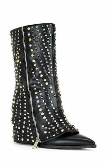 Hematine Studded Wedge Bootie