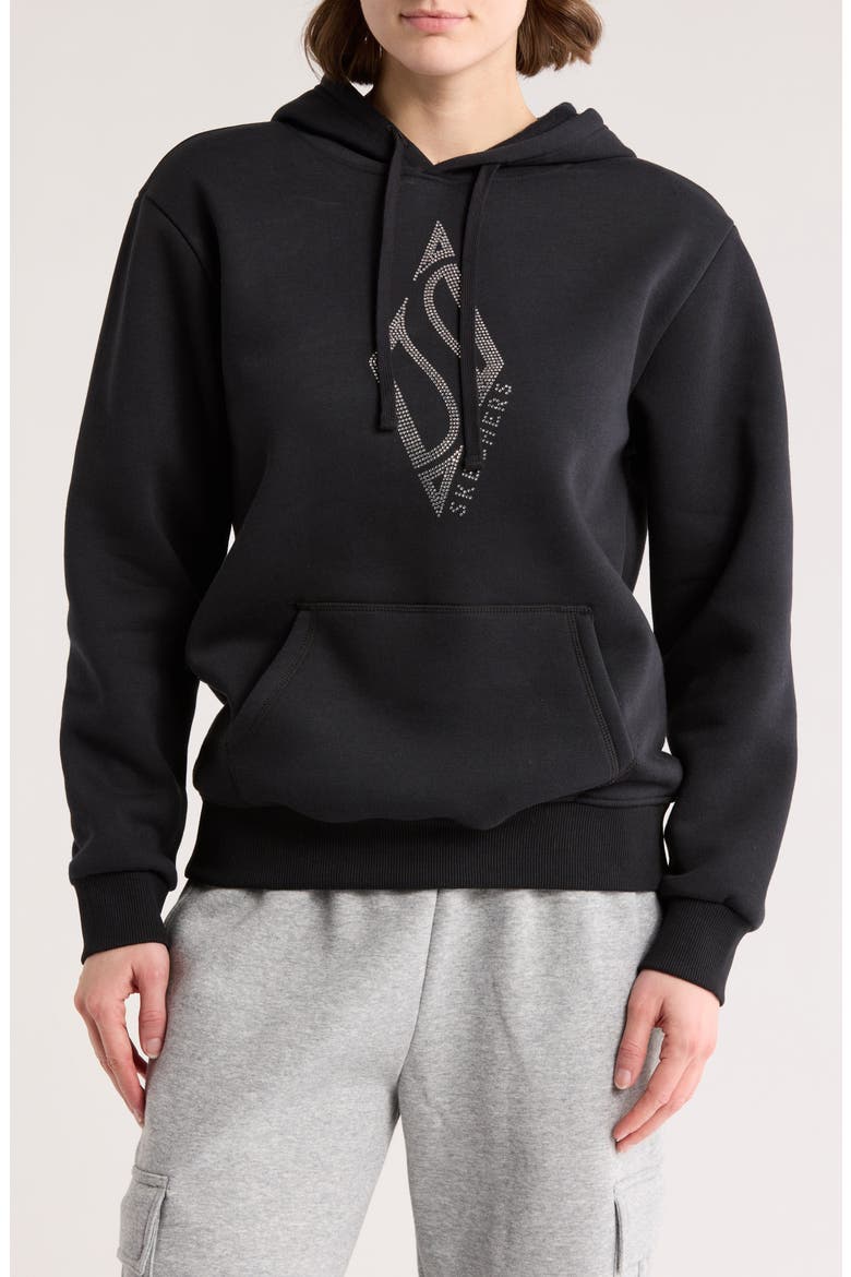 Skech-Sweats Rhinestone Shine Hoodie, Main, color, BLACK