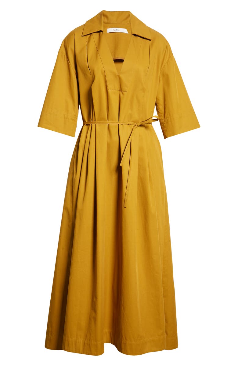 CO Tie Waist Cotton Poplin Midi Dress, Alternate, color, 