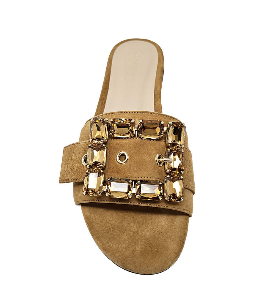 Madison Maison Jeweled Buckle Fade Sandal, Alternate, color, Kahki