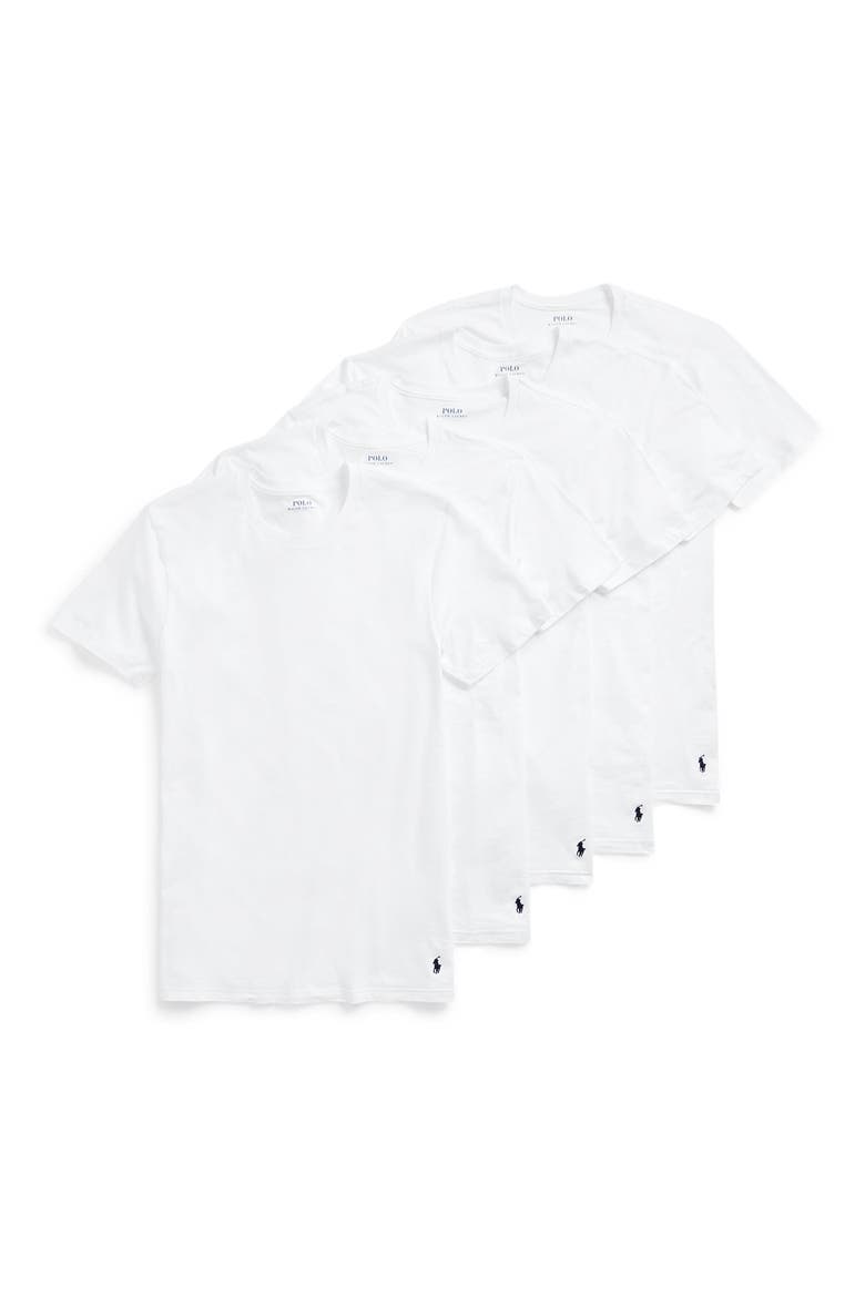 5-Pack Relaxed Fit Logo Embroidered Crewneck Undershirts, Main, color, WHITE/WHITE