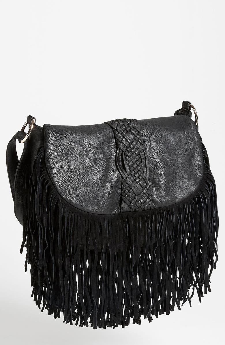 Street Level Woven Fringe Crossbody Bag, Main, color,