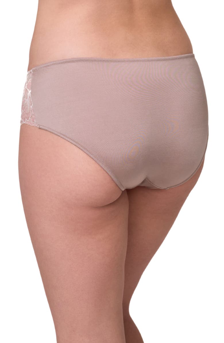 Montelle Intimates Floral Lace & Microfiber Hipster Briefs, Alternate, color, Moonshell/ Chantilly