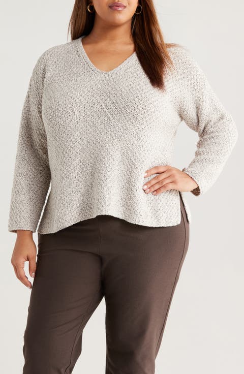 Organic Cotton V-Neck Sweater (Plus)