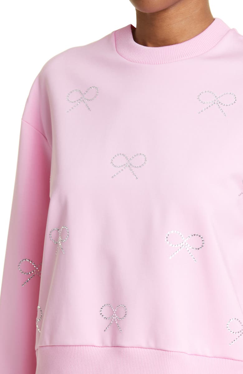 Mach & Mach Embellished Crystal Bow Crewneck Sweatshirt, Alternate, color,
