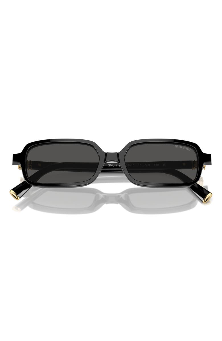 Miu Miu 52mm Rectangular Sunglasses, Main, color, Black