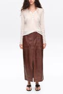 Bimba y Lola Washed Leather A-Line Midi Skirt