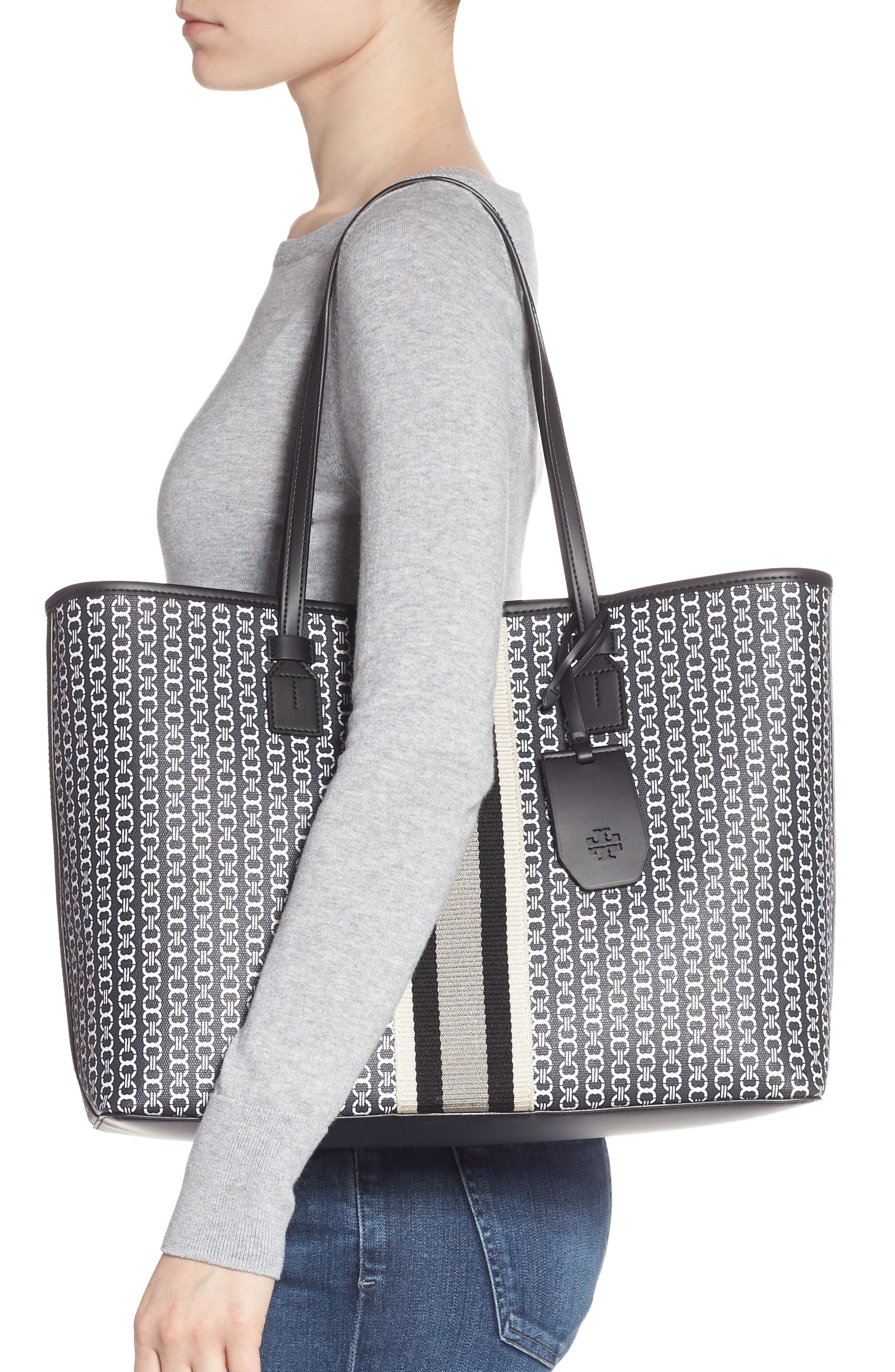 Gemini Link Coated Canvas Tote, Alternate, color, BLACK GEMINI LINK