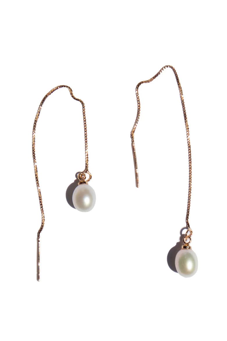Lilith pearl thread earrings, Alternate, color, White