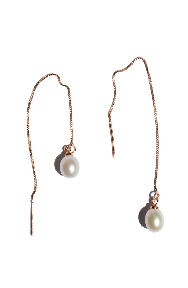 seree Lilith pearl thread earrings, Alternate, color, White