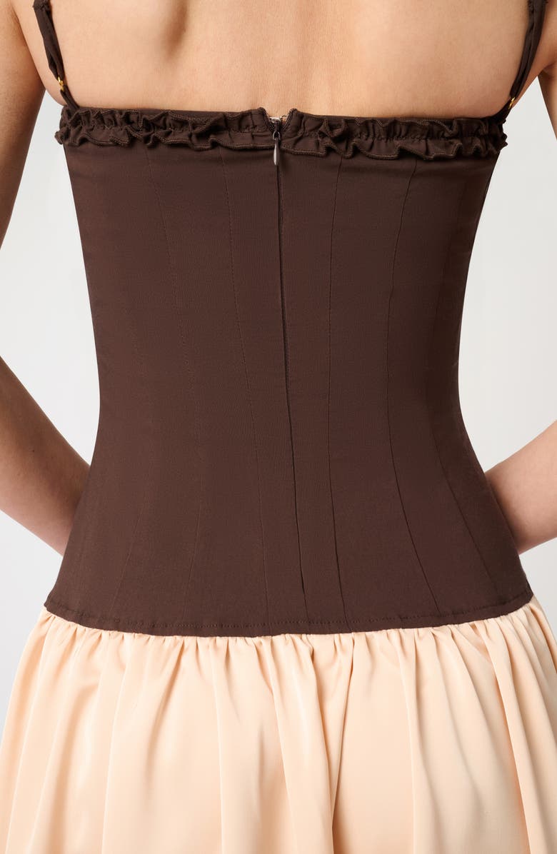 WeWoreWhat Corset Bodice Maxi Dress, Alternate, color, Chestnut/ Beige