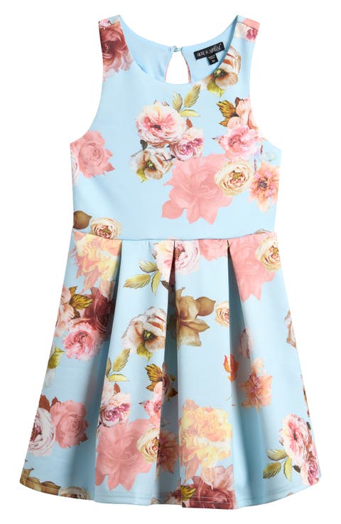 Kids' Floral Print Scuba Fit & Flare Dress (Big Kid)