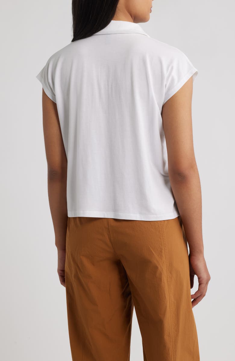 Eileen Fisher Boxy Johnny Collar Jersey Top, Alternate, color, White