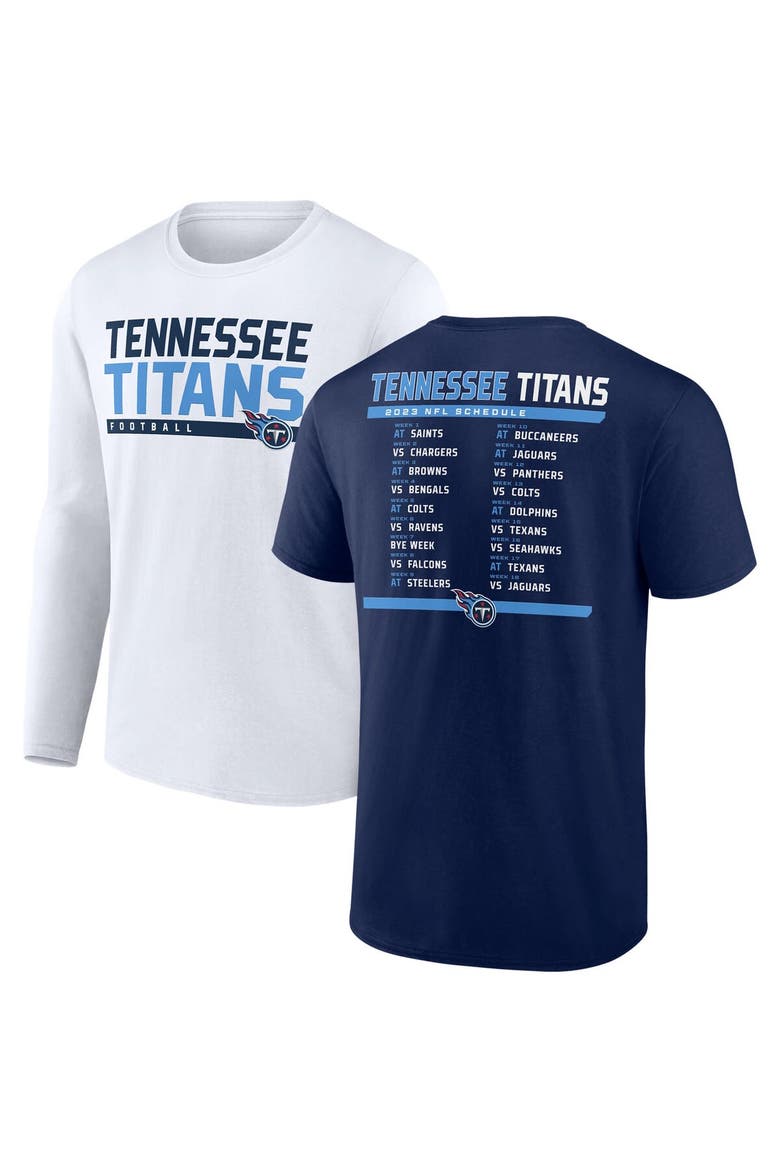 Men's Fanatics Branded Navy/White Tennessee Titans Two-Pack 2023 Schedule T-Shirt Combo Set, Main, color, Navy