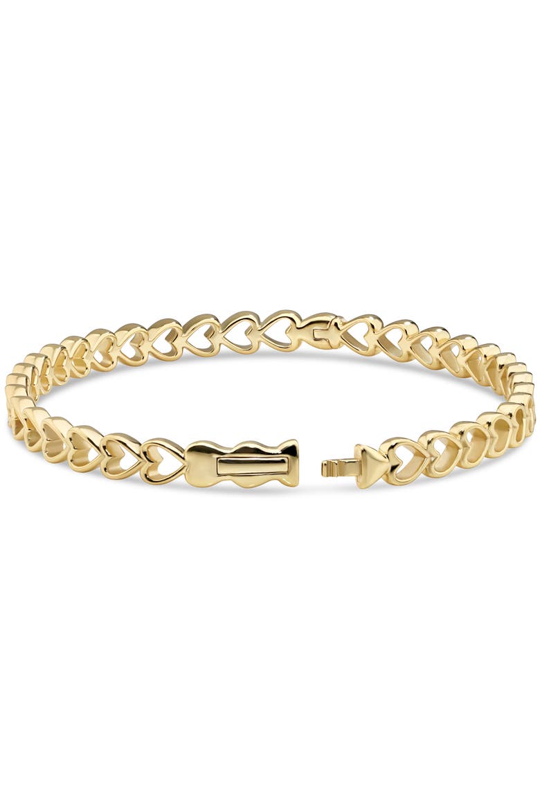 Open Heart Bangle Bracelet in Gold Plated Sterling Silver, Alternate, color, Yellow Gold
