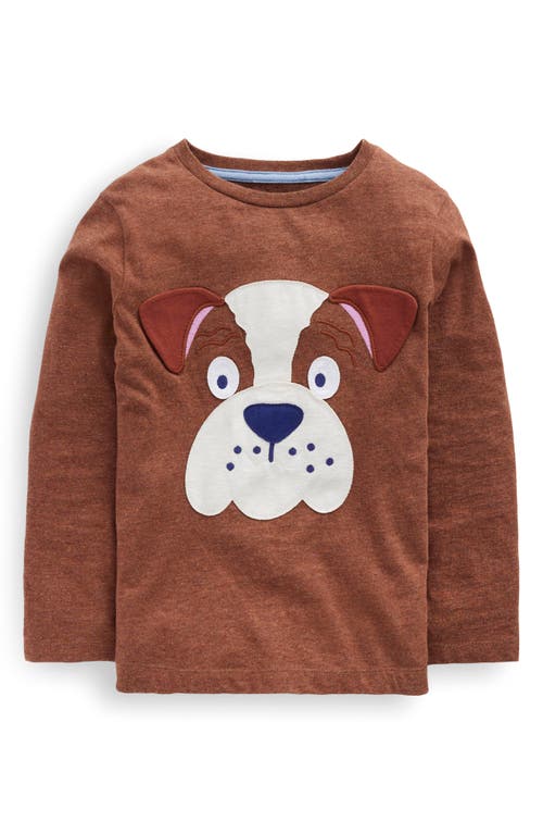 Boden Kids' Fun Appliqué Long Sleeve Cotton T-shirt In Brown