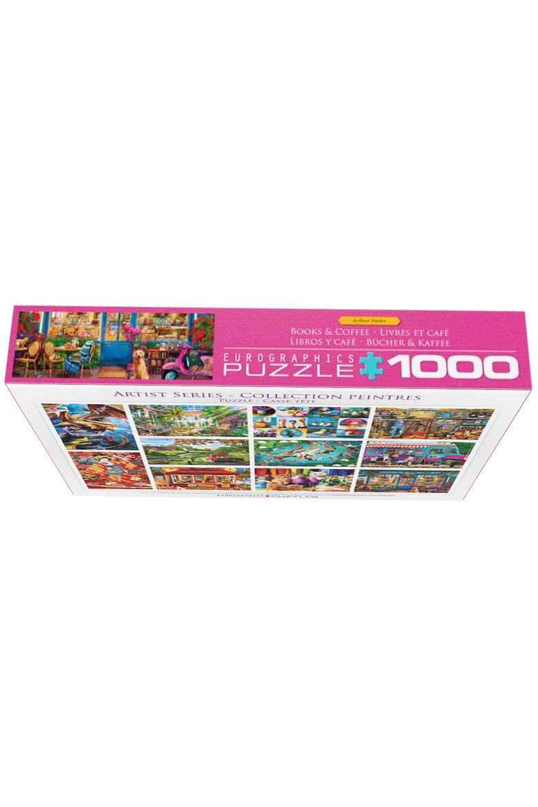Books and Coffee 1000 Piece Puzzle, Alternate, color, Multicolored