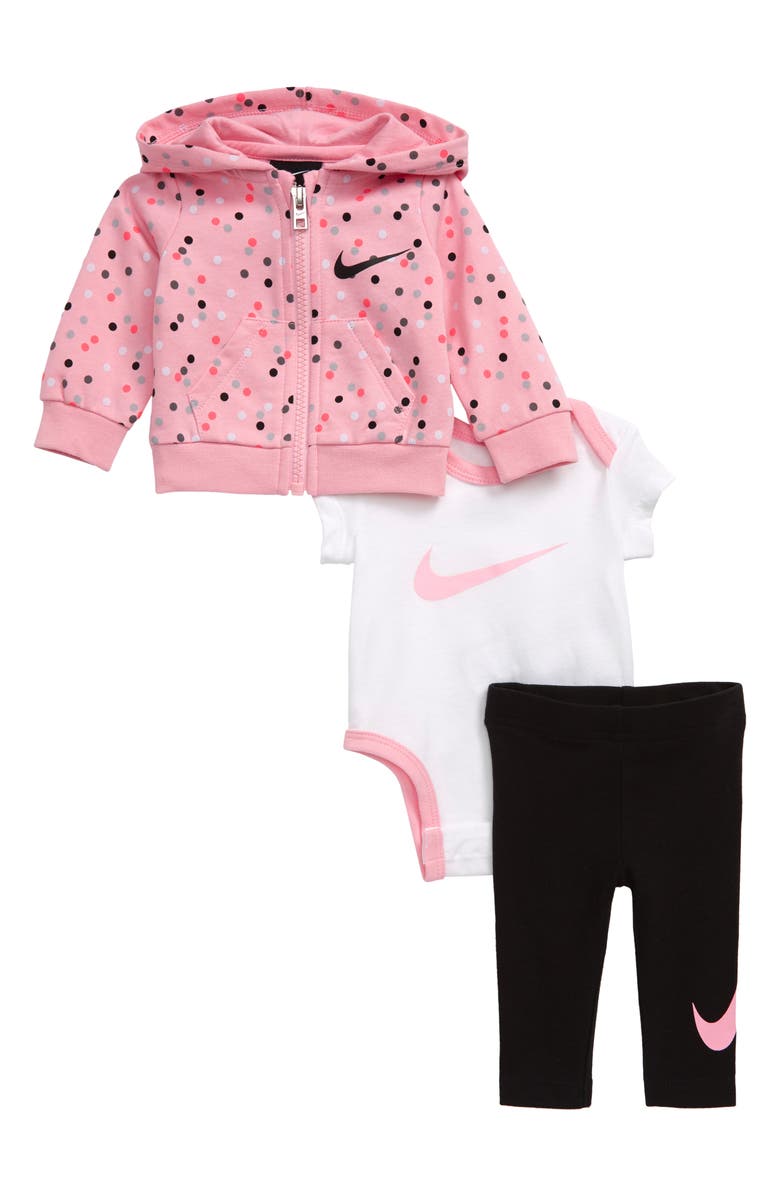 Nike Full Zip Hoodie, Bodysuit & Leggings Set, Main, color, 