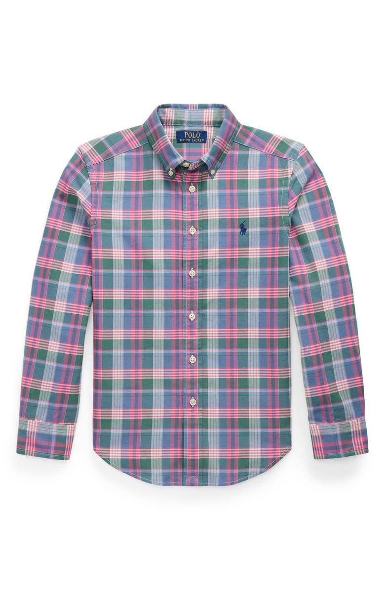Polo Ralph Lauren Kids' Plaid Cotton Button-Down Oxford Shirt, Main, color,