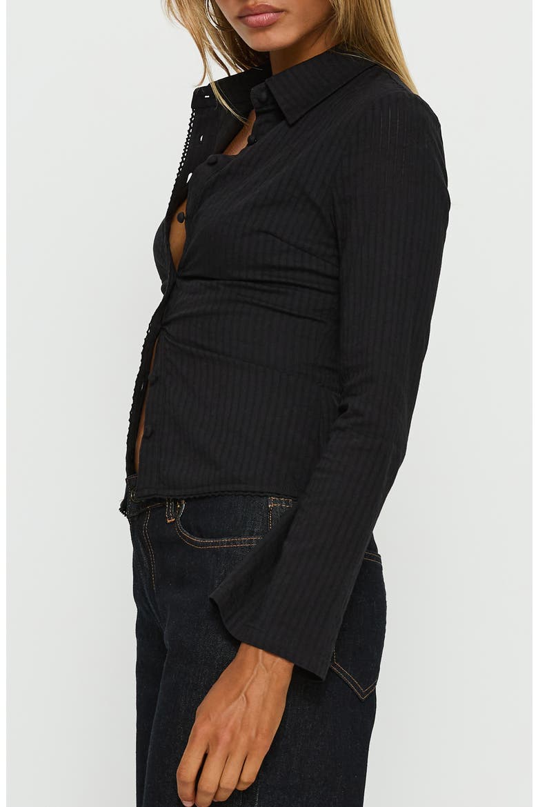 Emersonne Cotton Blend Button-Up Shirt, Alternate, color, BLACK
