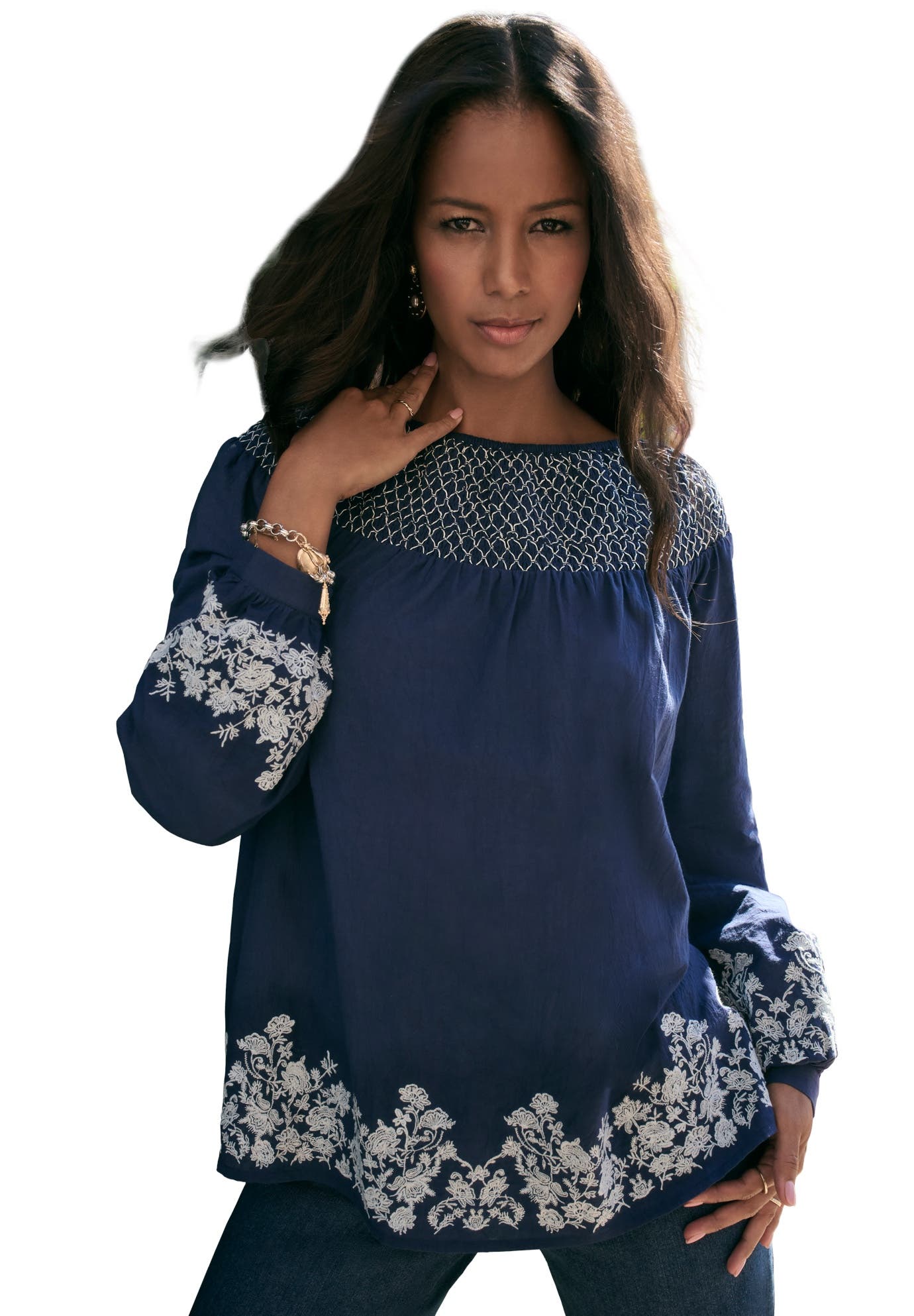 selected NAVY PAISLEY EMBROIDERY