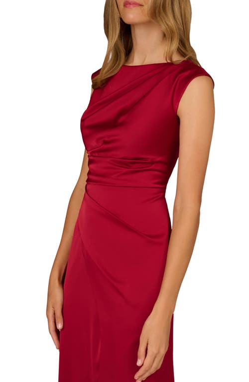 Aidan Mattox Sleeveless Satin Gown In Red