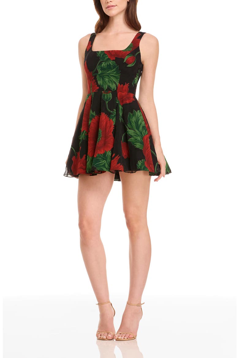Ainsley Floral Cocktail Minidress, Alternate, color, BLACK MULTI