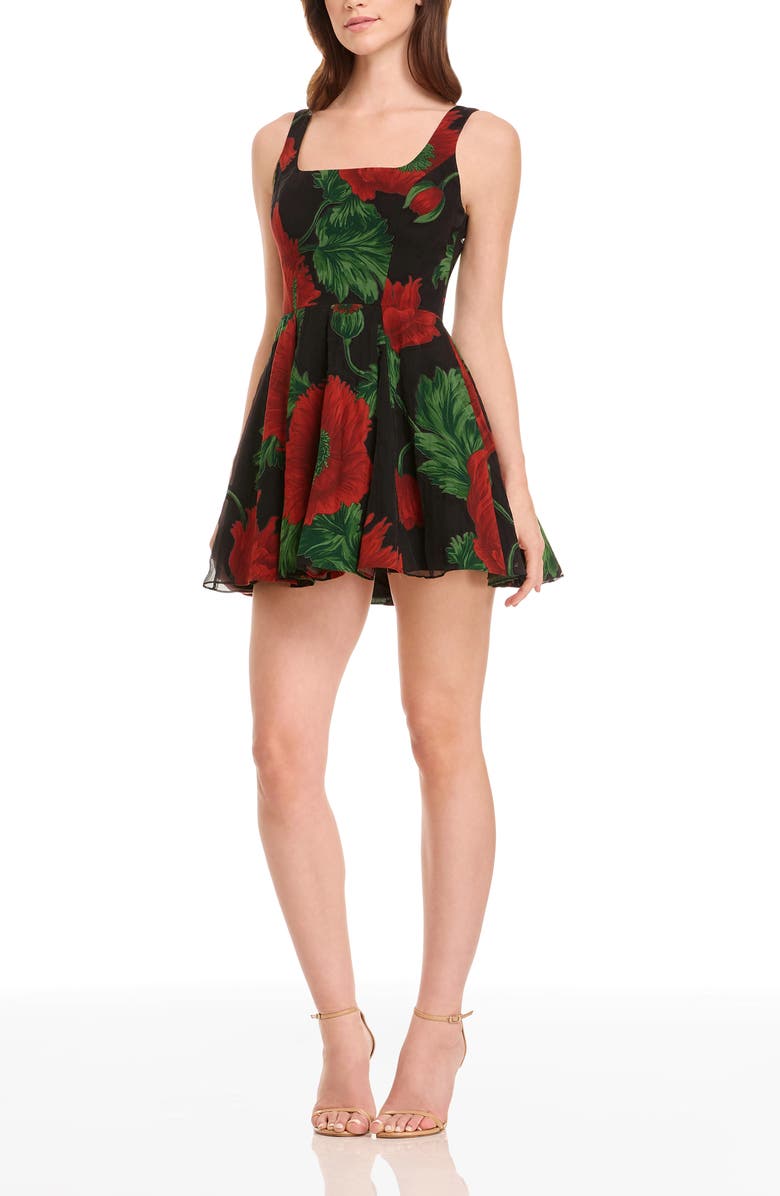 Dress the Population Ainsley Floral Cocktail Minidress, Alternate, color, Black Multi