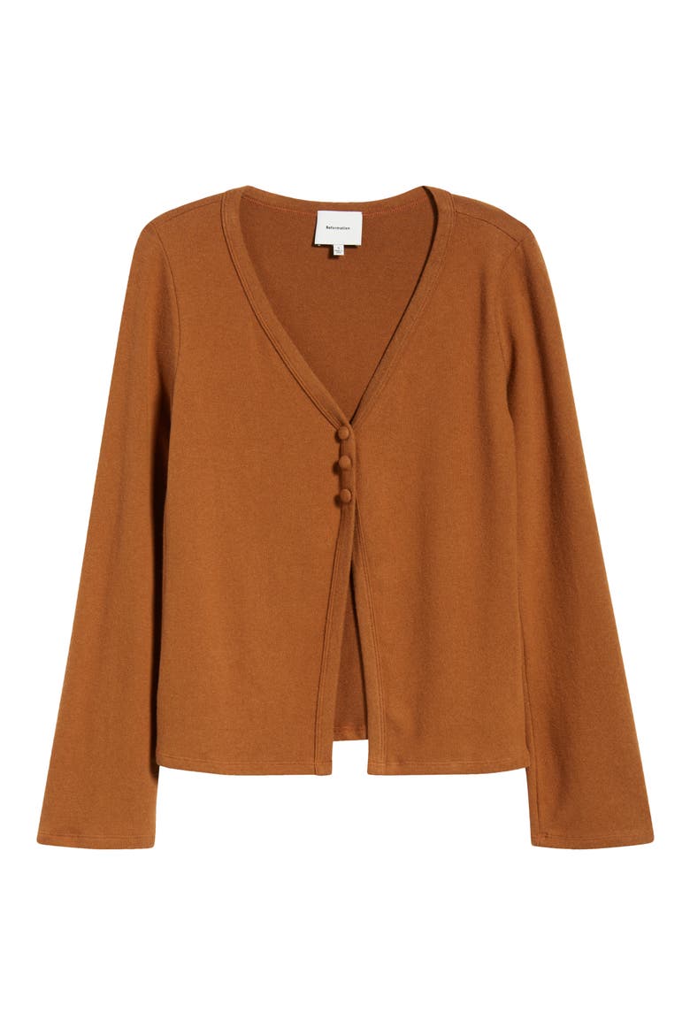 Millie Split Front Cardigan, Alternate, color, TOFFEE