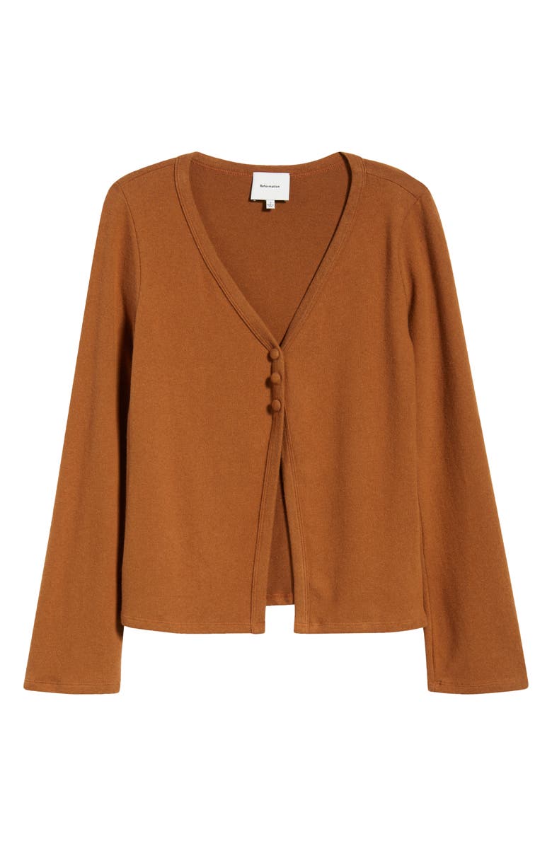 Reformation Millie Split Front Cardigan, Alternate, color, Toffee