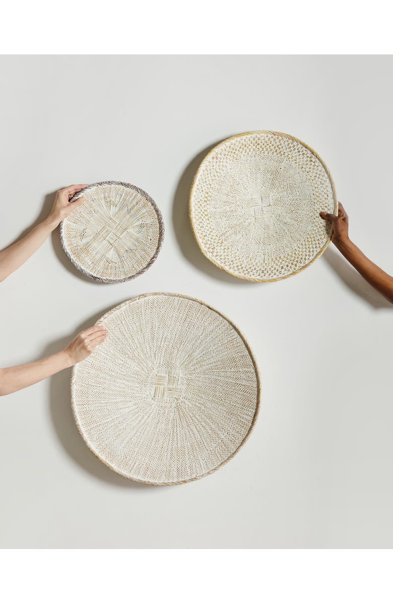 kanju Interiors White Washed Handwoven Wall Basket, Main, color, White