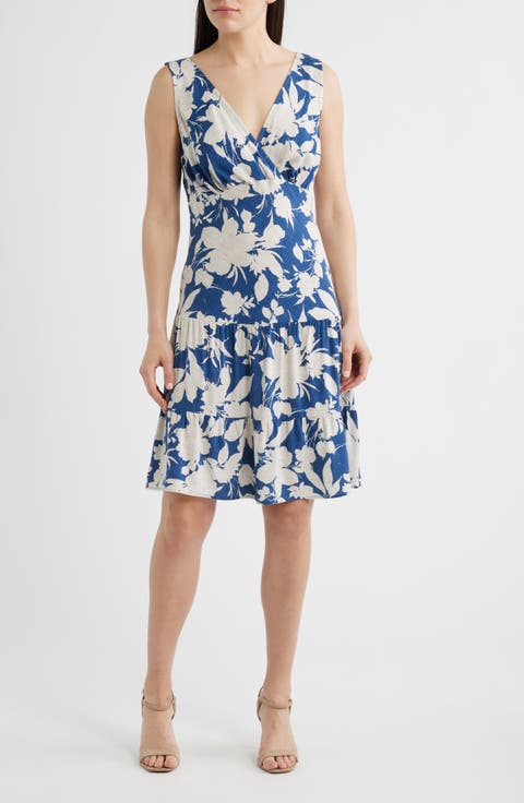 Print Wrap Front Flare Dress