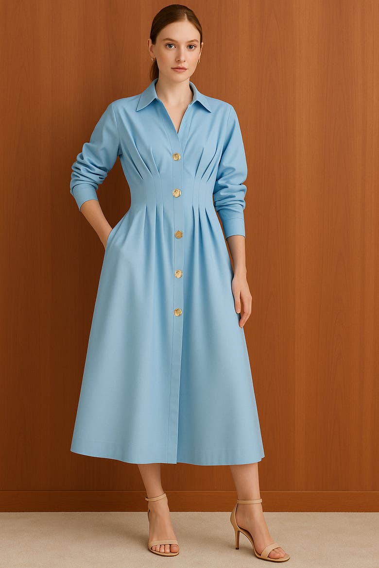 Alba Midi Shirt Dress, Alternate, color, LIGHT BLUE