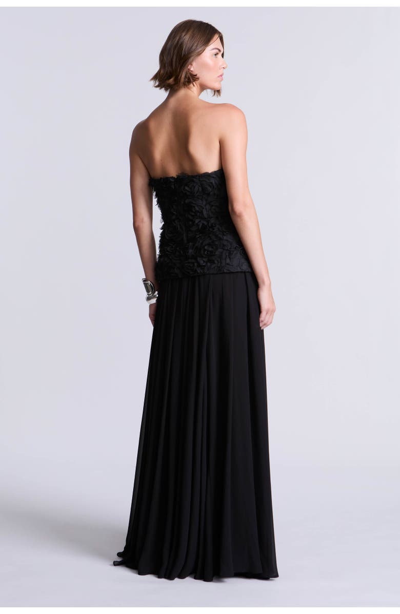 BCBGMAXAZRIA 3D Floral Gown, Alternate, color, Black