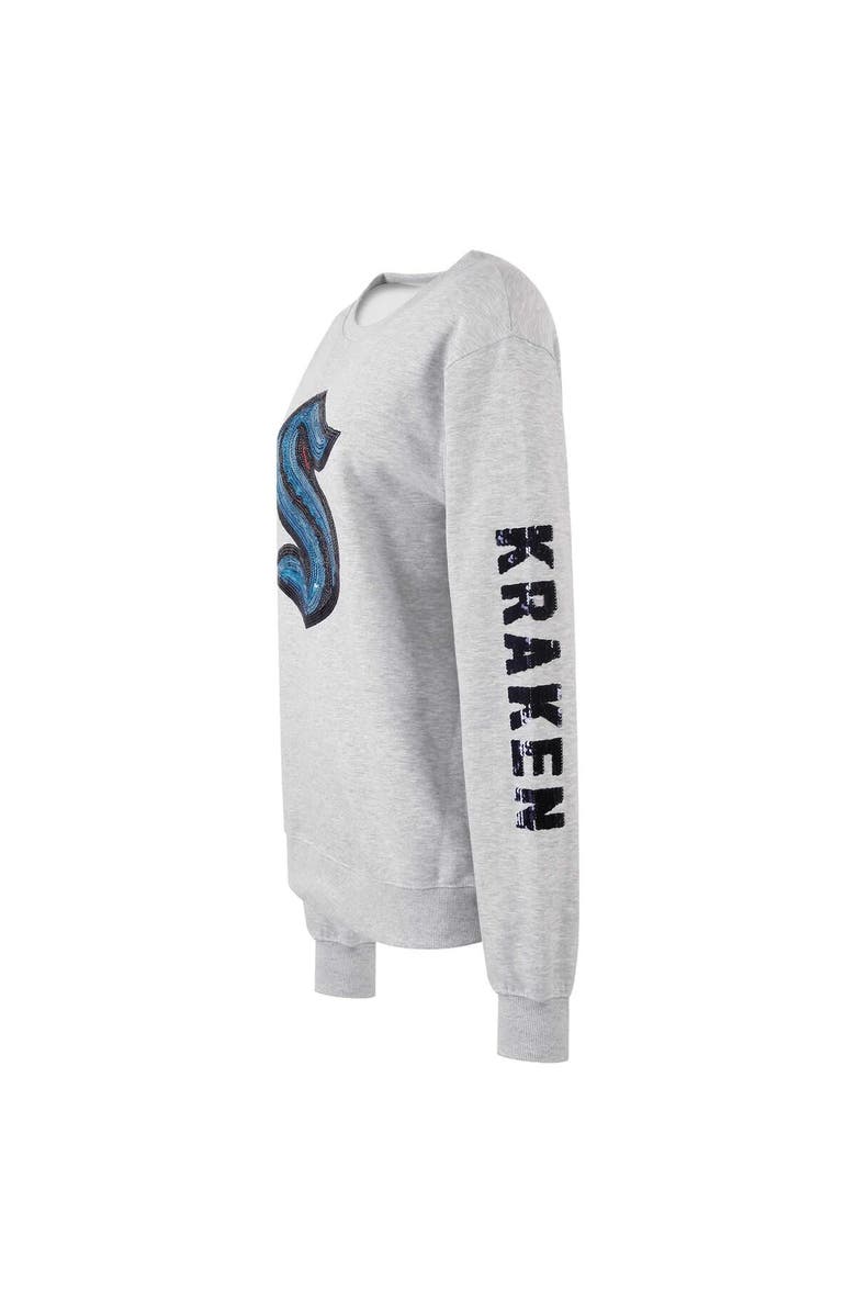 CUCE Women's Cuce Heather Gray Seattle Kraken Sequin Pullover Sweatshirt, Alternate, color, 