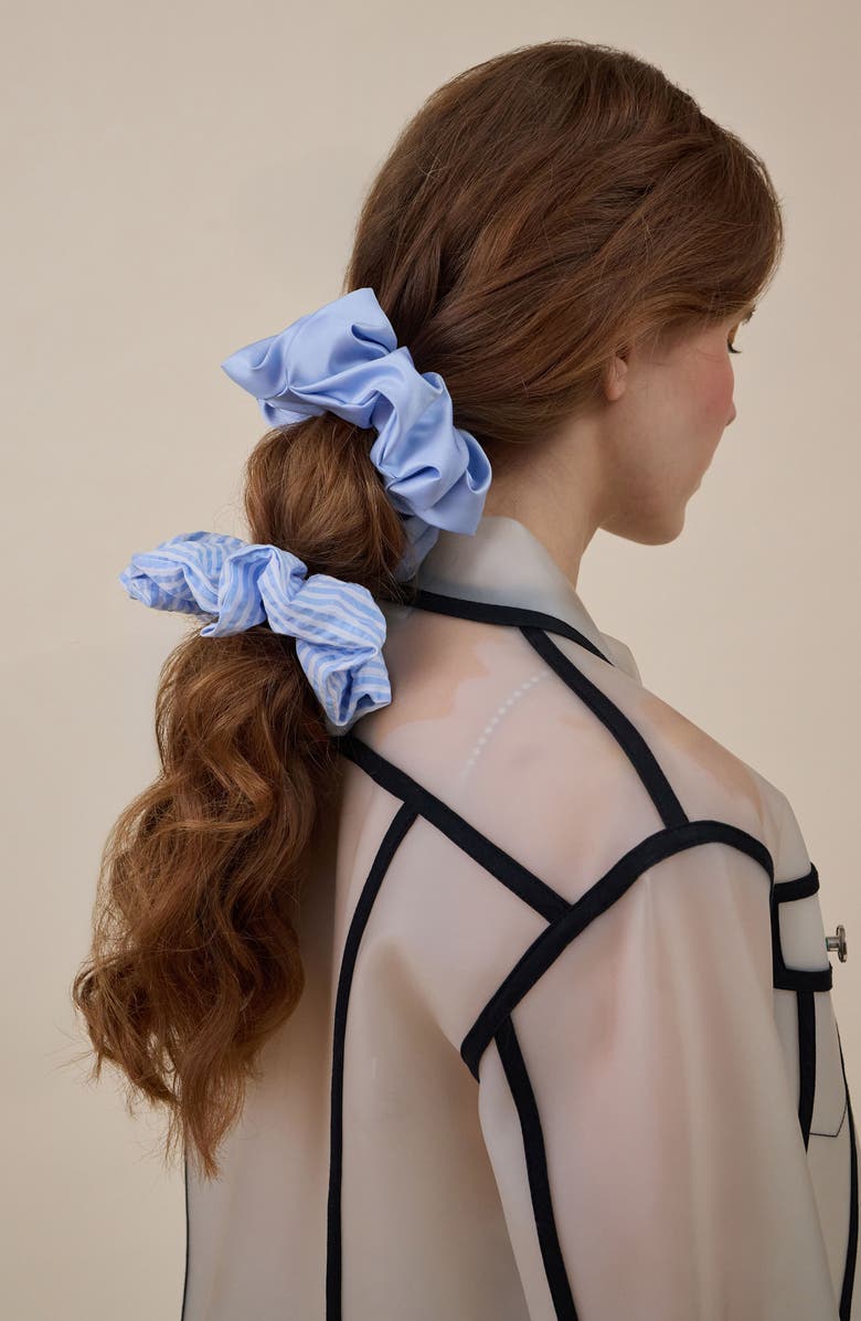 LELET NY Amy Oversize Seersucker Scrunchie, Alternate, color, Sky Blue