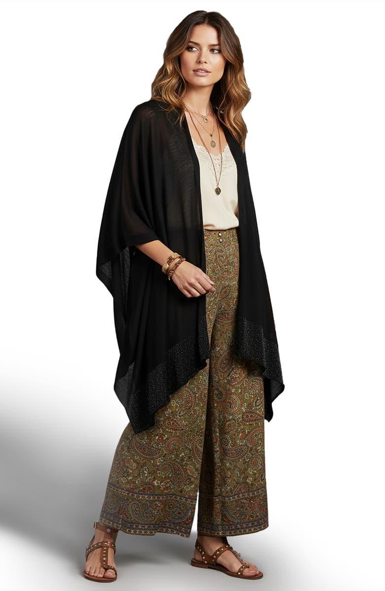 SAACHI Luxe Open Front Duster, Alternate, color, Black