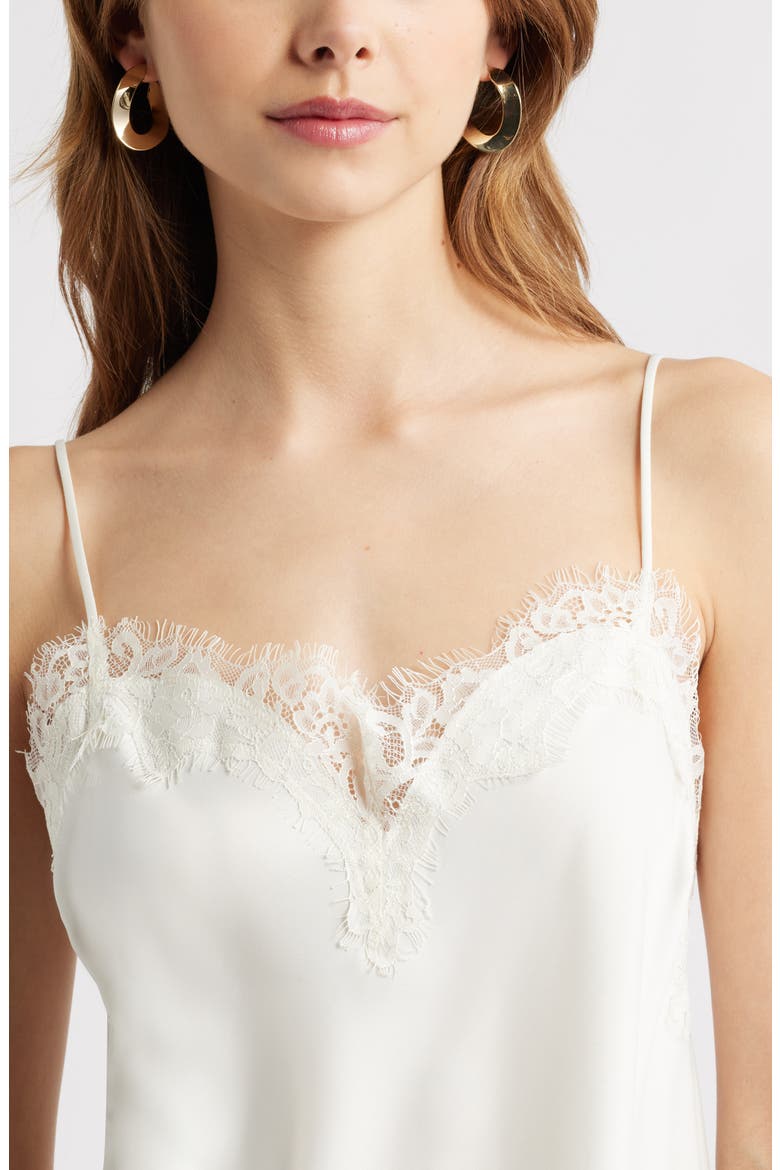 Lace Trim Satin Camisole, Alternate, color, IVORY