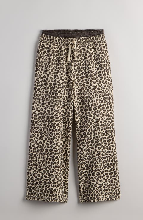 Kids' Mixed Waist Wide Leg Fleece Pants