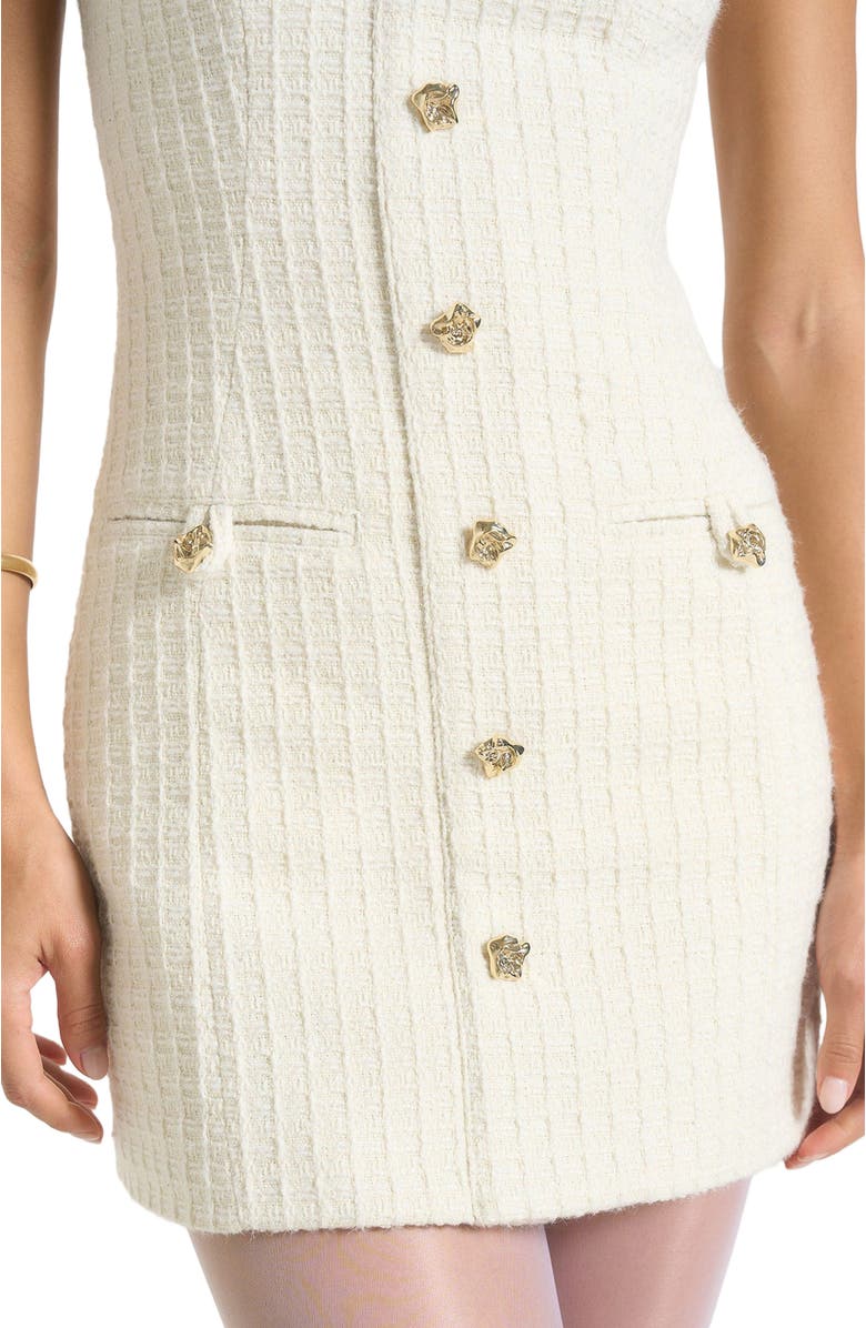 Manière De Voir Nadine Tweed Mini Dress, Alternate, color, Cream
