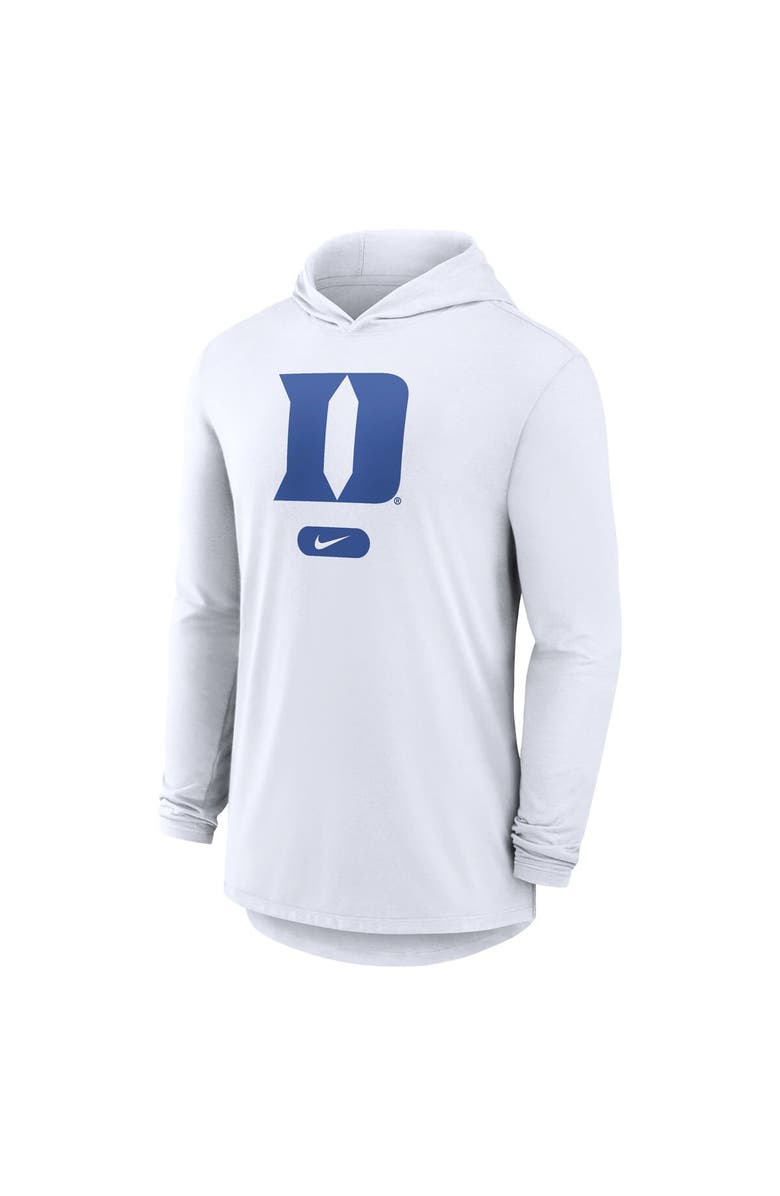 Nike Men's Nike White Duke Blue Devils Lightweight Performance Long Sleeve Hoodie T-Shirt, Alternate, color, 