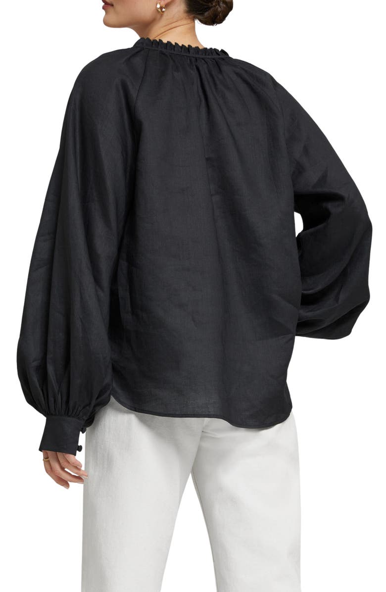 & Other Stories Split Neck Trapeze Blouse, Alternate, color, Black