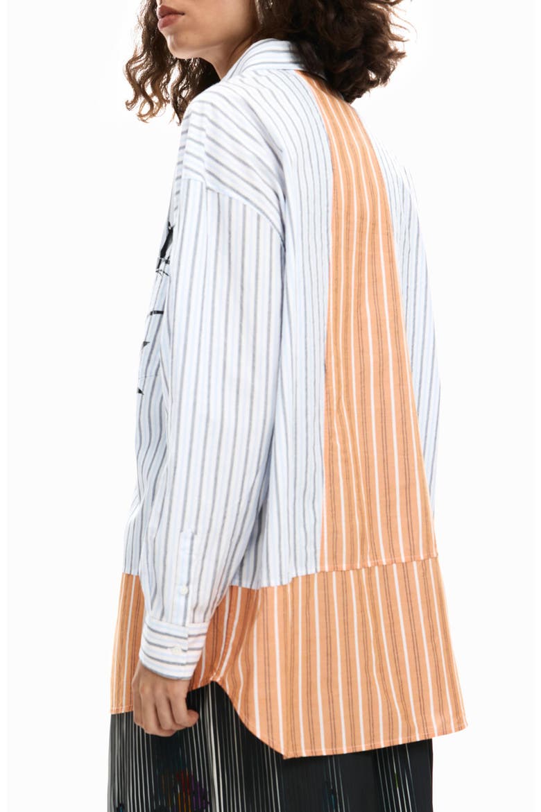 Flower & Stripe Woven Shirt, Alternate, color, OFF WHITE