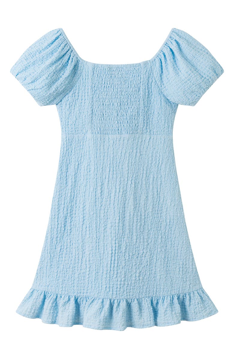Andy & Evan Kids' Twist Front Puff Sleeve Dress, Alternate, color, Blue Twist