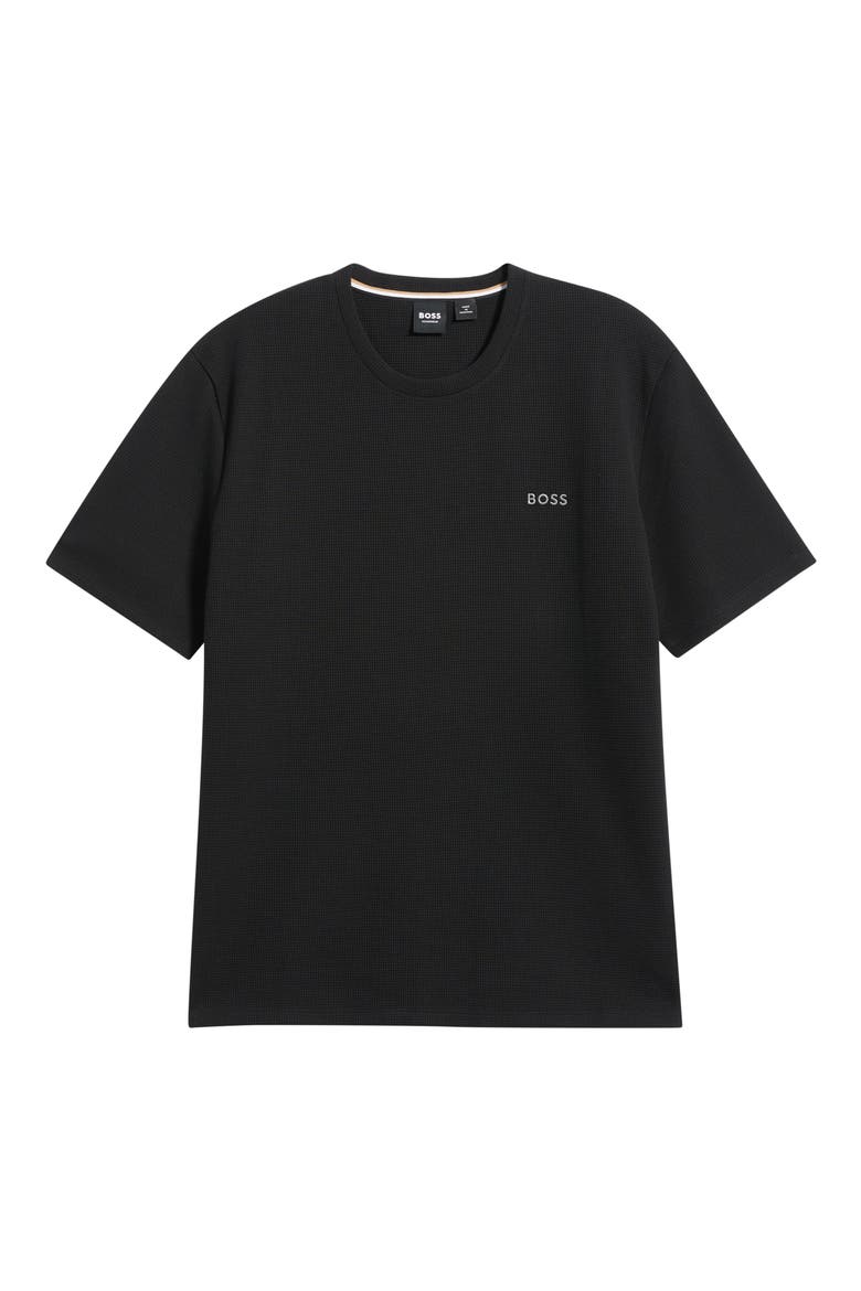 Waffle Knit T-Shirt, Main, color, BLACK