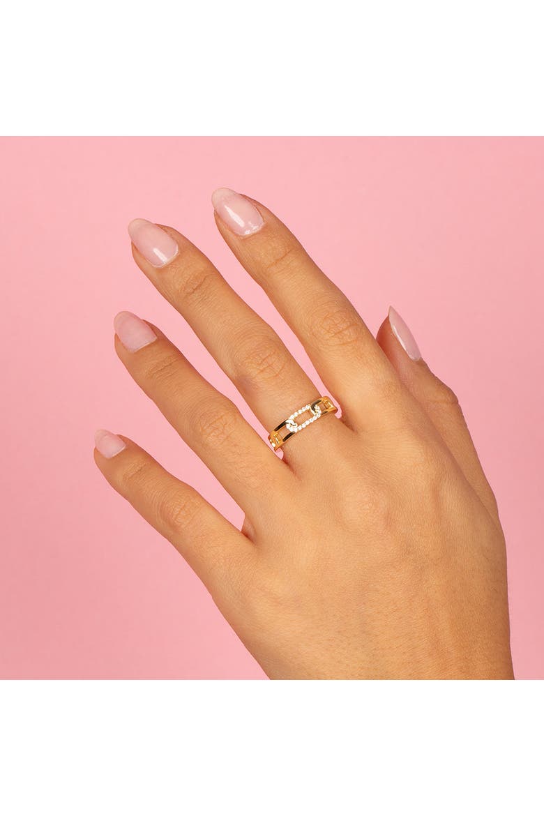 Pavé Beaded Box Chain Ring, Alternate, color, Gold