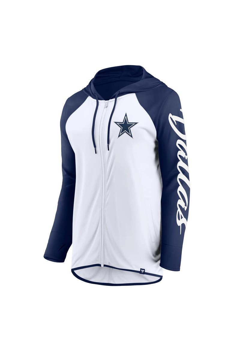 Women's Fanatics White/Navy Dallas Cowboys Script Full-Zip Hoodie, Alternate, color, White